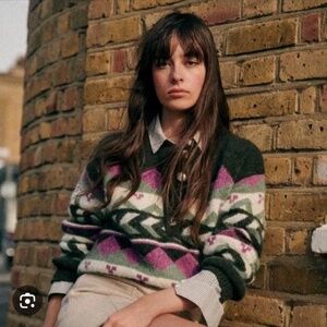 Sezane Multicolor Patterned Sweater